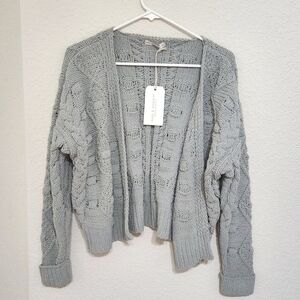 NWT Moon & Madison Mint Green Chunky Knit Cardigan Sweater Size XS Cropped Cozy